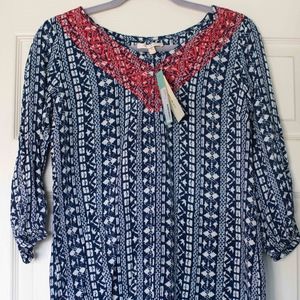 Skies are Blue Seymour Embroidered Neckline Blouse